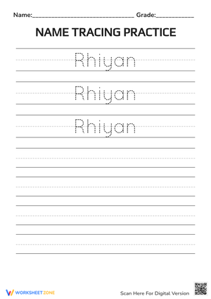 Name Tracing Worksheet for Early Writing 