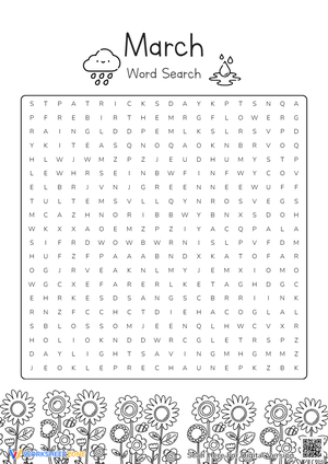 Spring-Themed Word Search for March