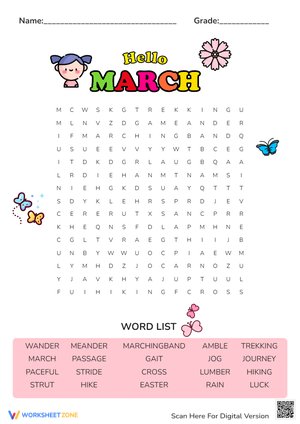Hello March Word Search Puzzle