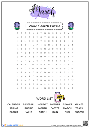 Fun March Word Search Puzzle for Kids