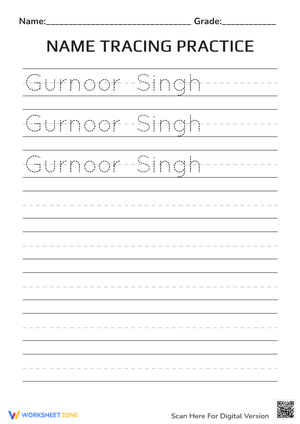 Name Tracing for Handwriting Improvement