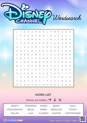 Disney Character Word Search - Find Your Favorite Heroes!