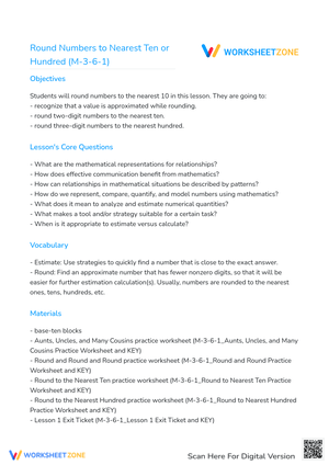 Round Numbers to Nearest Ten or Hundred (M-3-6-1)