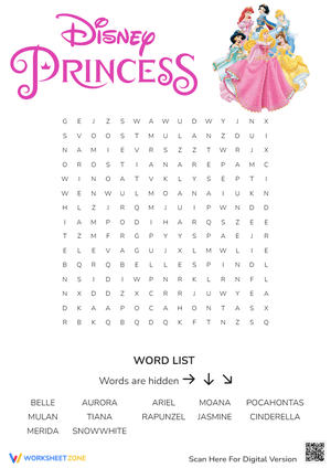 Enchanted Disney Princess Word Hunt