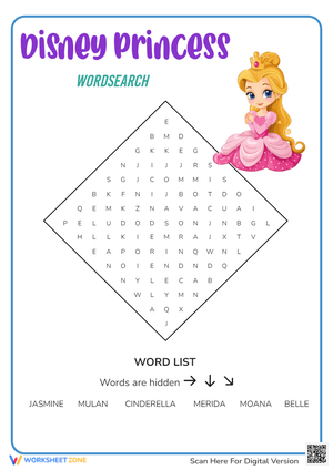 Printable & Online Disney Princess Word Search Collection