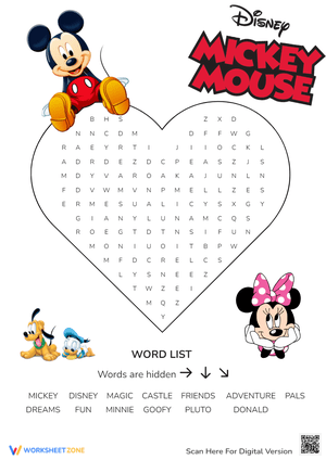 Mickey Mouse Word Search