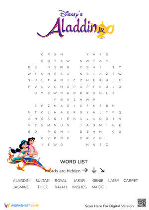 Aladdin Word Search - Disney Jr. Vocabulary Puzzle Fun!