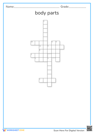 Learn Body Parts with a Fun Crossword