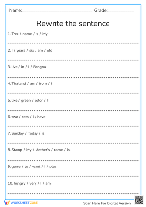 Sentence Scramble Worksheet: Unscramble & Rewrite! (Grades 1-3)