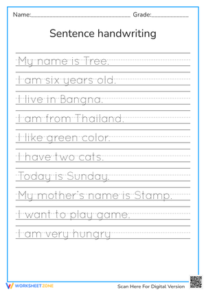 Sentence handwriting
