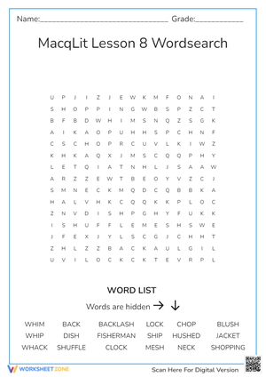 MacqLit Lesson 8 Wordsearch