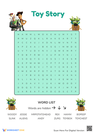 Toy Story Word Search Puzzle - Find Woody & Friends!