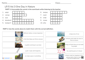One Day in Nature: Vocabulary and Word Scramble