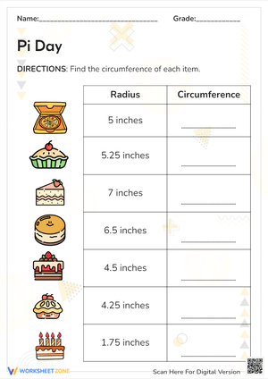 Pi Day - Radius & Circumference Practice