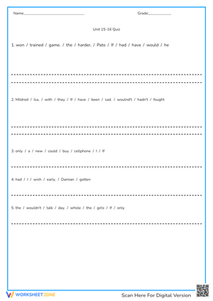 Unit 15-16: Sentence Completion Quiz - Grammar & Vocabulary