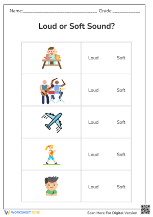 Loud or Soft Sound – Identify Sounds with Images
