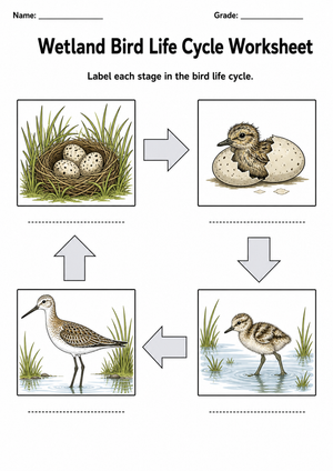 Grade 3 Bird Life Cycle — Printable No-Prep Worksheet