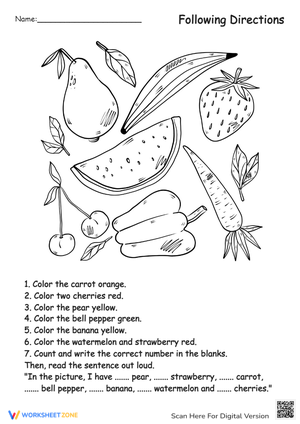 Following Directions Coloring Worksheet