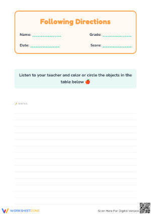 Fruits & Veggies: Following Directions - Listen & Color! (Pre-K)