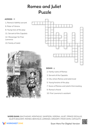 Romeo and Juliet Character Puzzle Worksheet