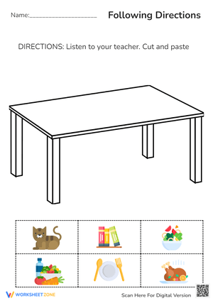 Following Directions: Cut & Paste the Table Setting - Pre-K & 1st
