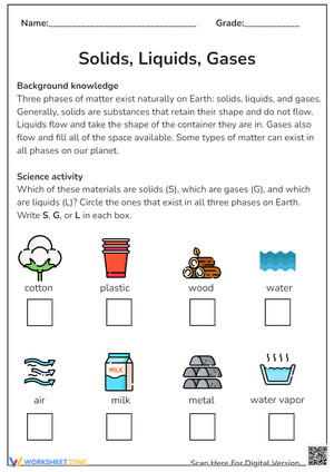 Identifying Solids, Liquids, and Gases