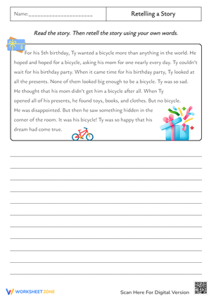Retelling a Story: Ty’s Birthday Bicycle