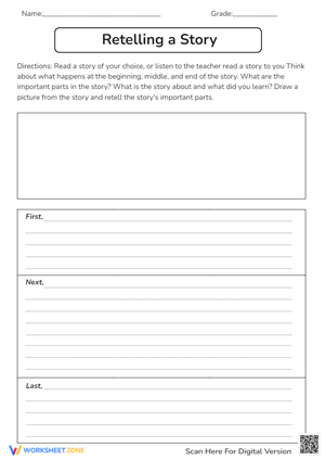 Free Printable Retelling a Story Worksheets for Students