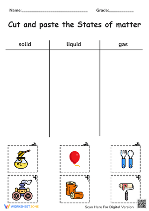 Solid, Liquid, Gas Sort - States of Matter Cut & Paste Activity