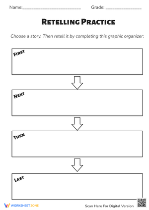 Story Retelling Graphic Organizer - First, Next, Then, Last!