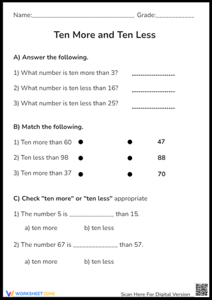 Ten More and Ten Less Review