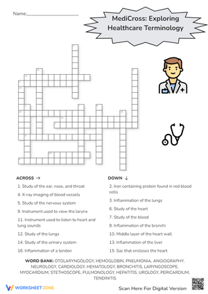 Explore Healthcare Terminology with this Medicross Worksheet