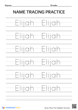 Handwriting Development with Elijah Name Tracing