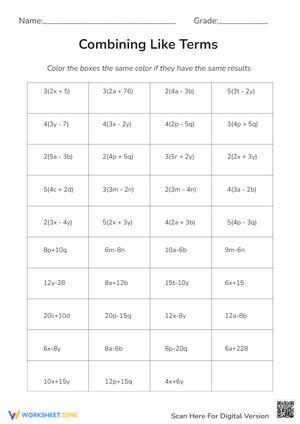 Combining Like Terms