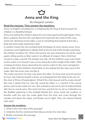 Grade 7 Reading Comprehension Skills Worksheet
