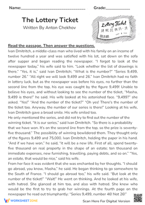 The Lottery Ticket: Reading Comprehension Practice