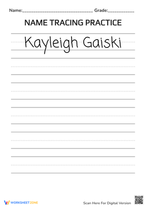 Handwriting Practice – Kayleigh Gaiski Name