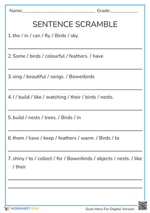 Bowerbirds Scramble Worksheet