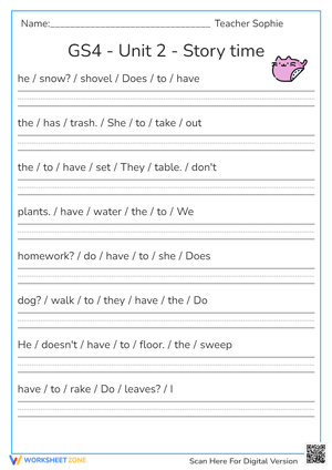 Sentence Scramble Worksheet | Grade 3 Printable