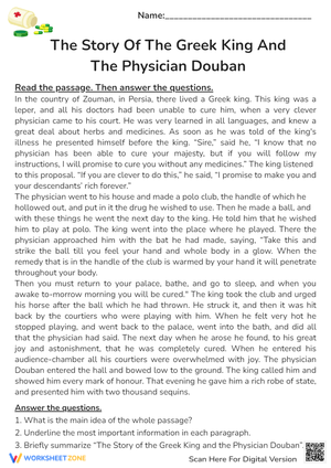 Reading Comprehension: The Greek King and the Physician Douban