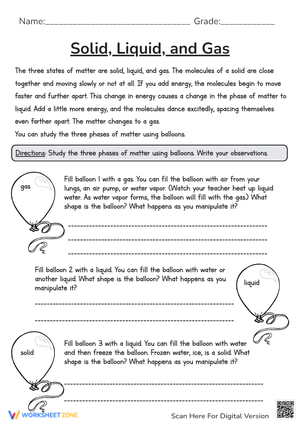 Exploring Solid, Liquid, and Gas: A Study Worksheet