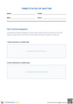 States of Matter: Draw & Describe - Science Worksheet (Gr. 3-6)