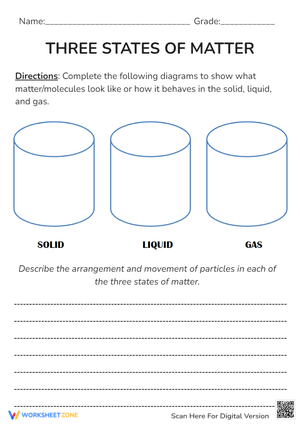 States of Matter: Draw & Describe - Science Worksheet (Gr. 3-6)
