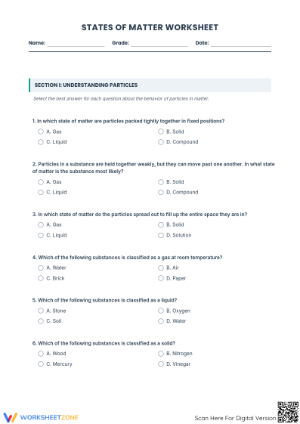 States of Matter Science Quiz - Solids, Liquids, & Gases!