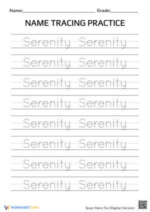 Name Tracing: Serenity