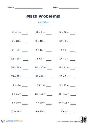 Math Problems - Addition # 3