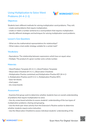 Using Multiplication to Solve Word Problems (M-4-2-1)