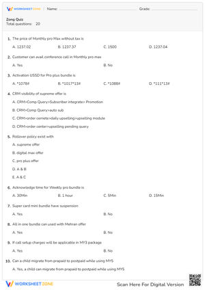 Zong Quiz Test