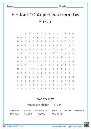 Findout 10 Adjectives from this puzzle