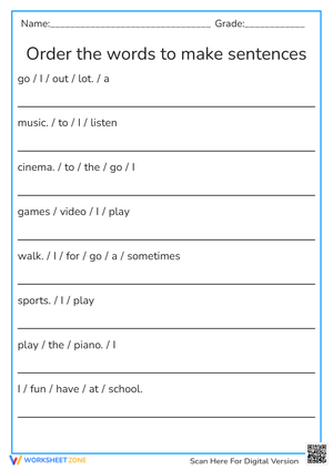 Sentence Building Practice - Unscramble the Words! (Grades 1-3)